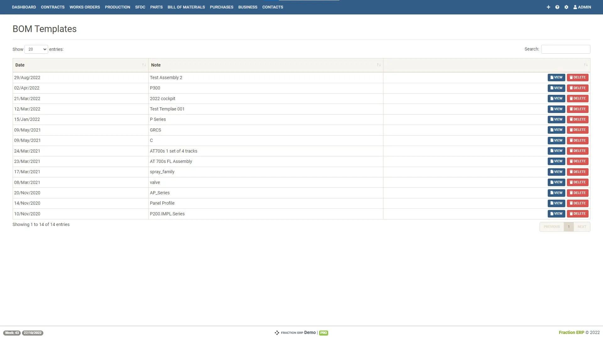 Bill of Materials templates
