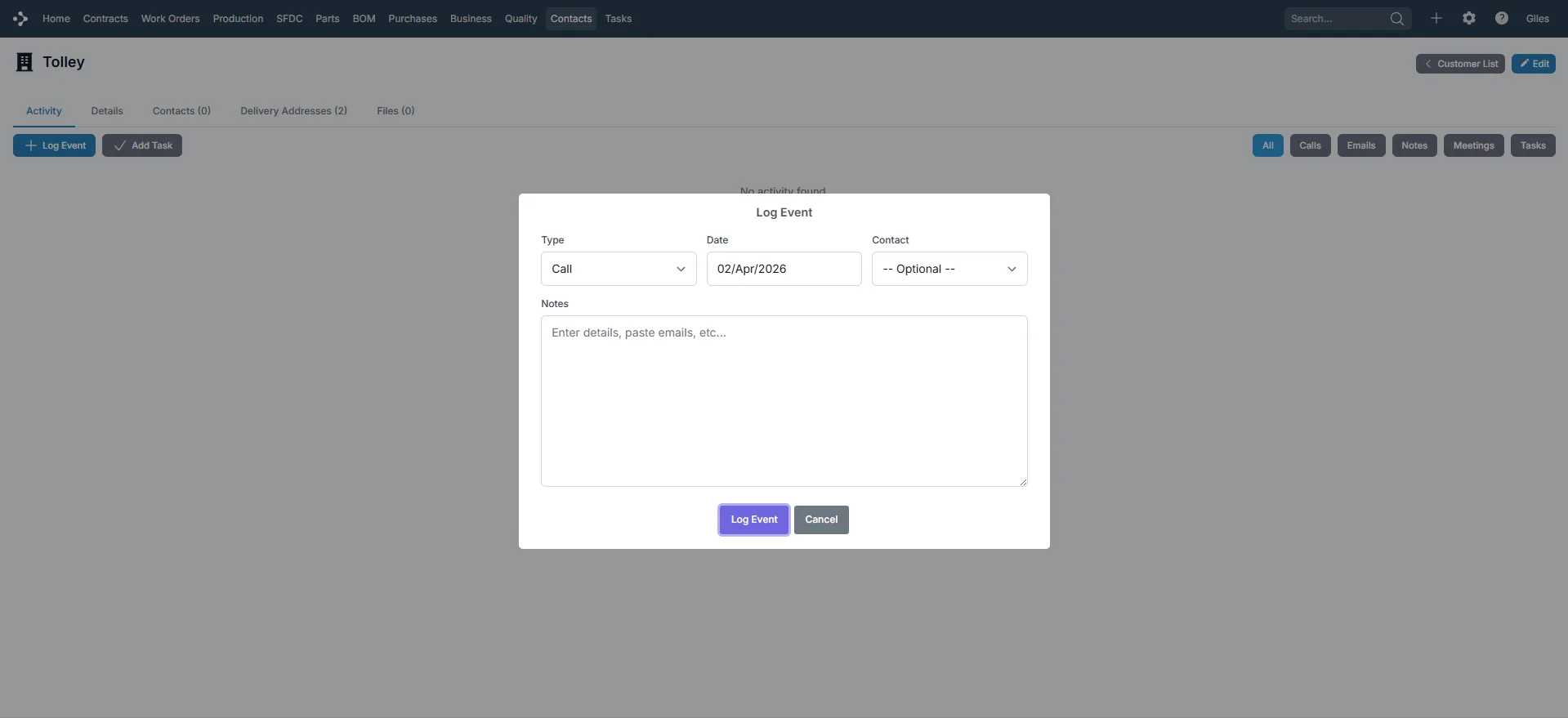 CRM integrated with ERP system