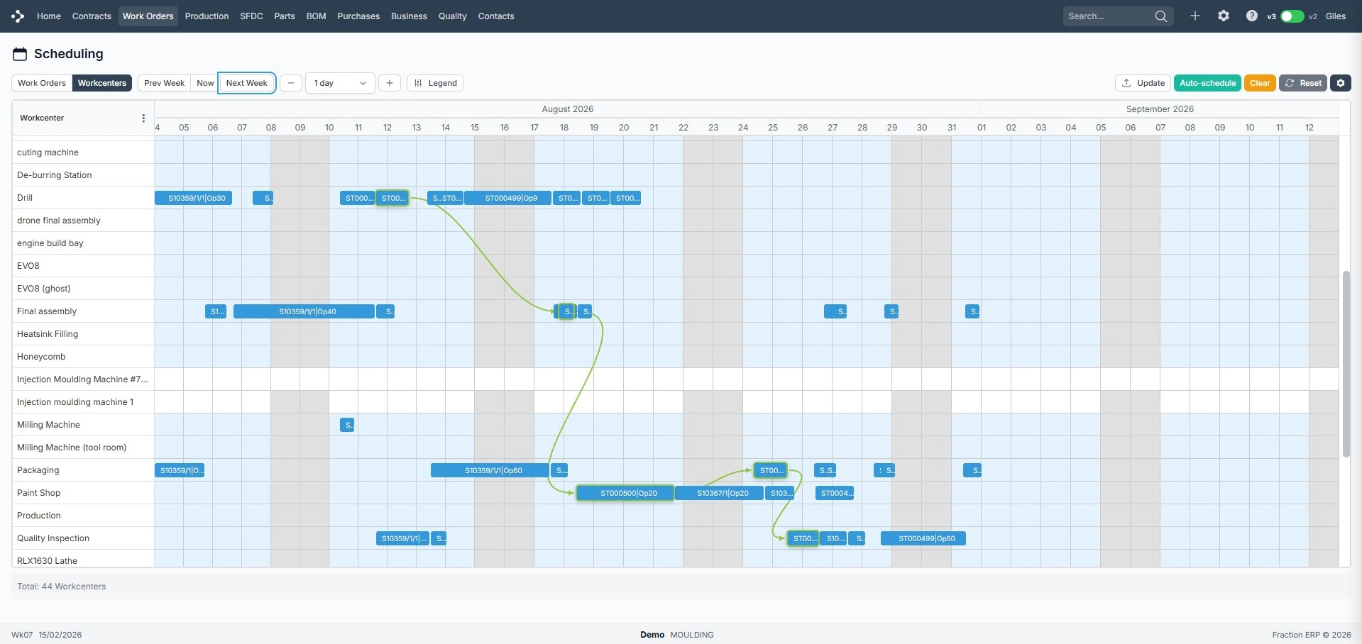 Simple visual scheduling in Fraction ERP