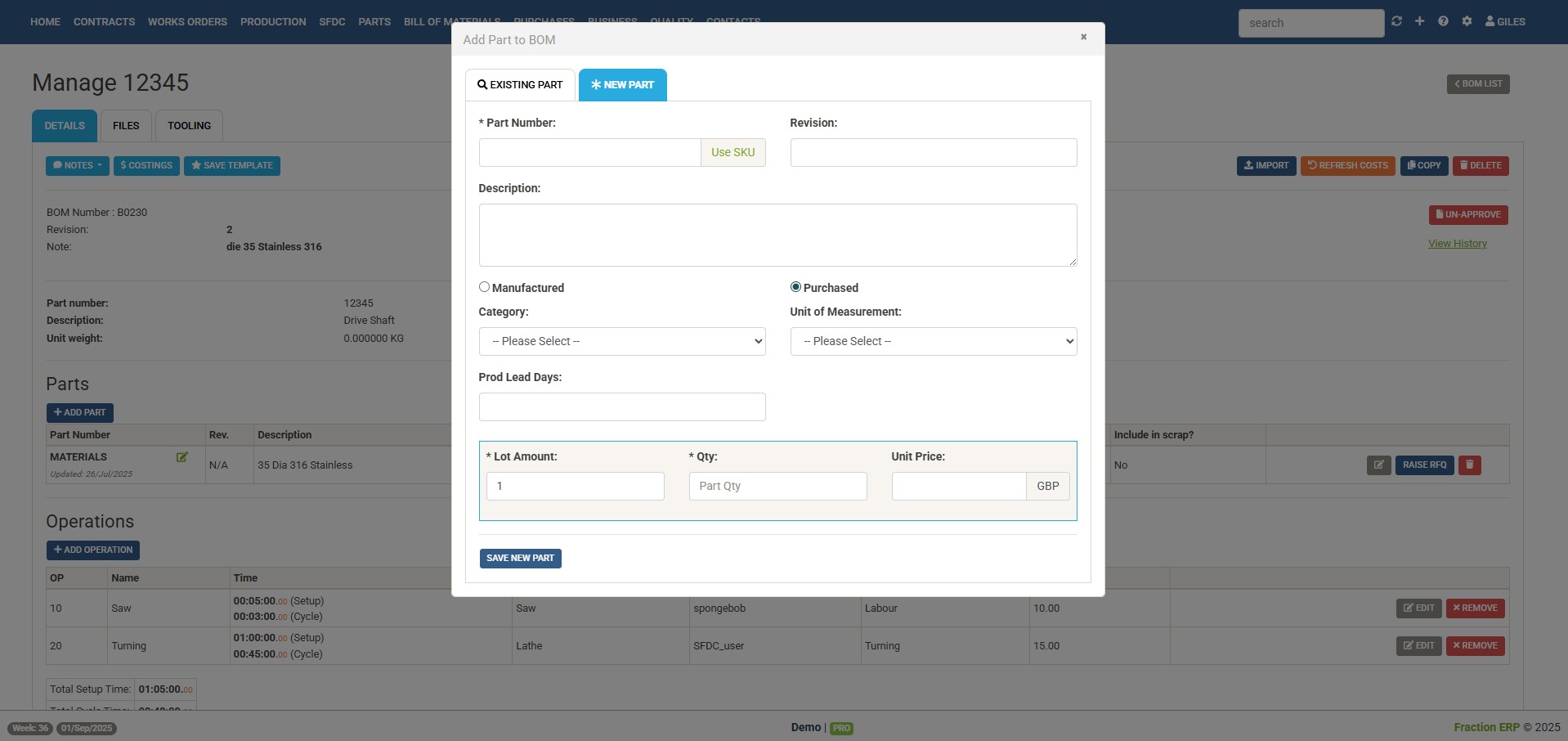 production planning software - fast bills of materials
