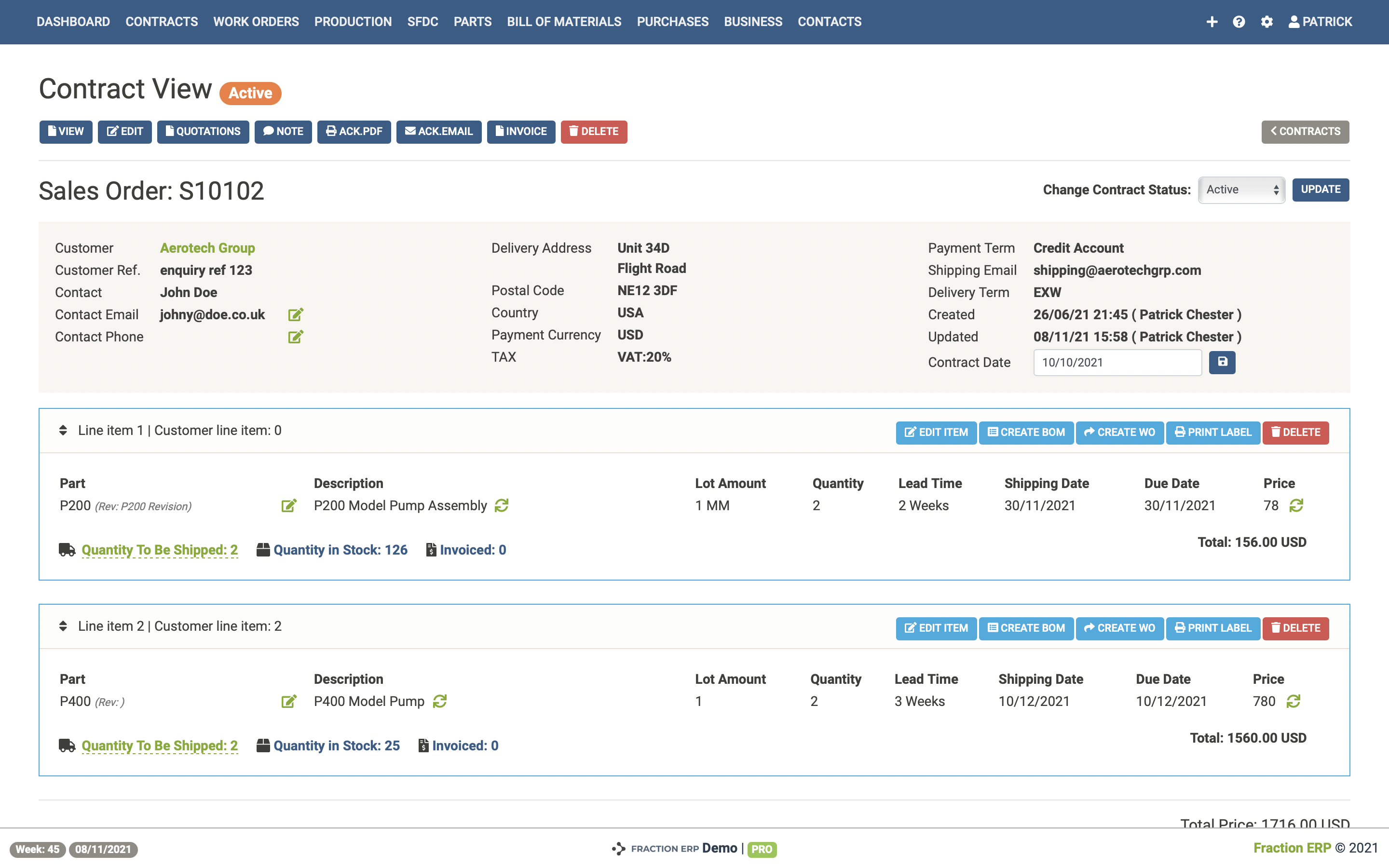 ERP contract management