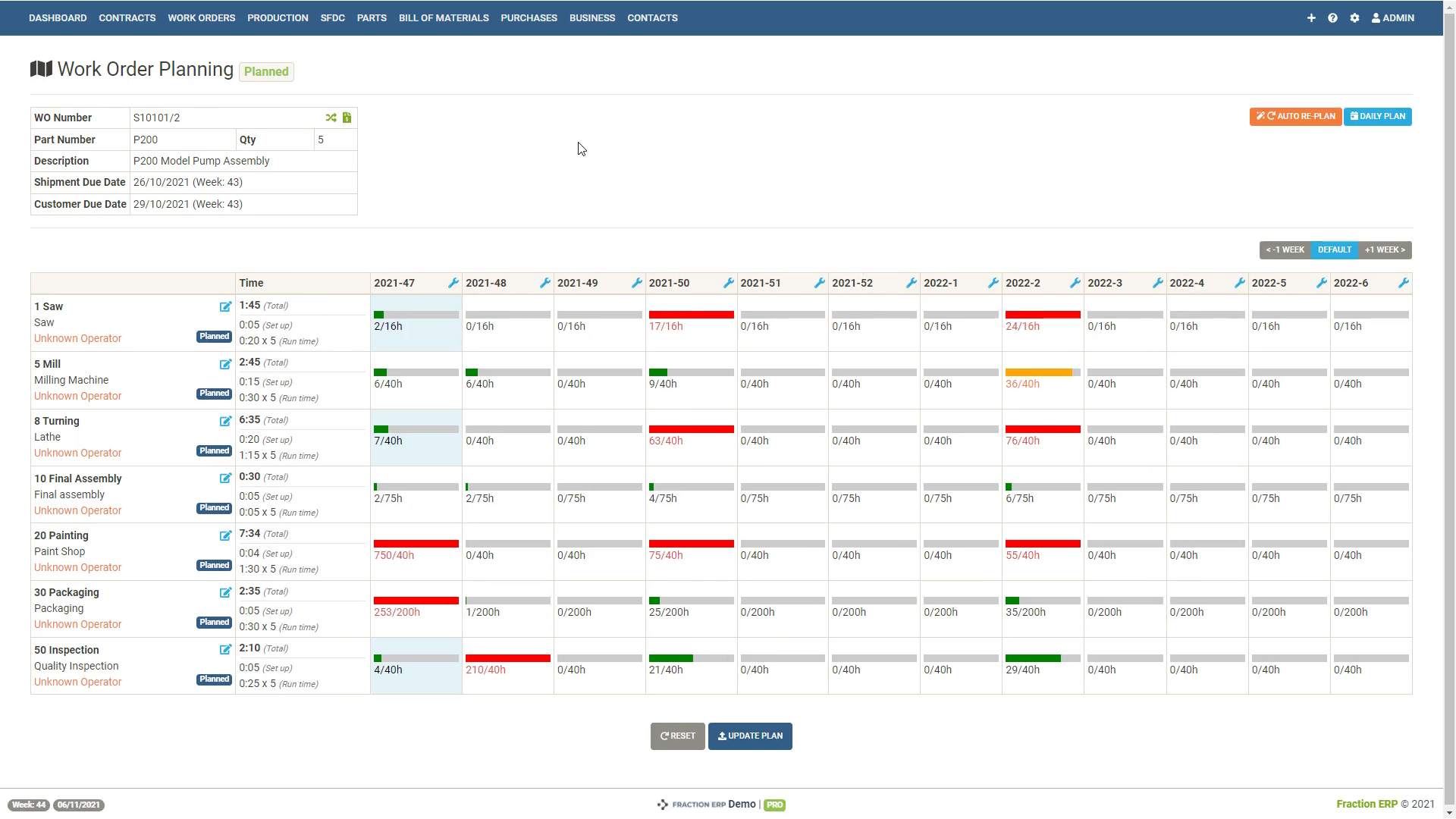 ERP scheduling software - visual scheduling board