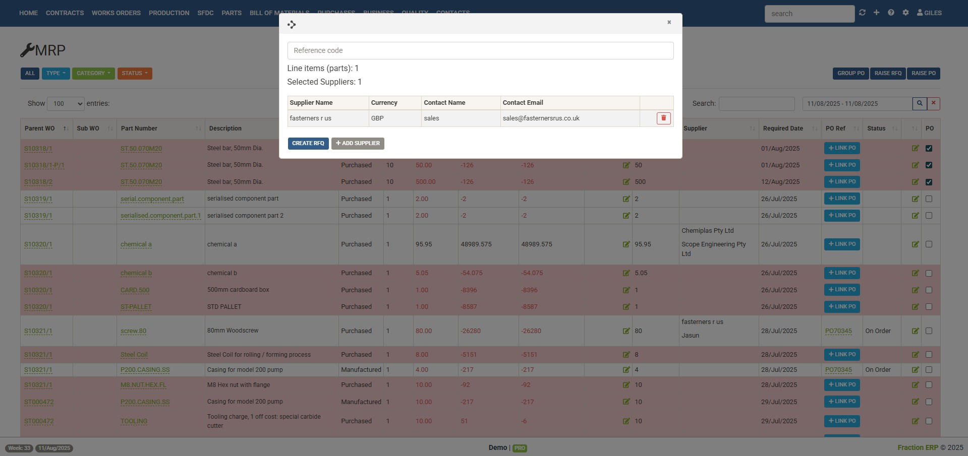 RFQ for purchase order management