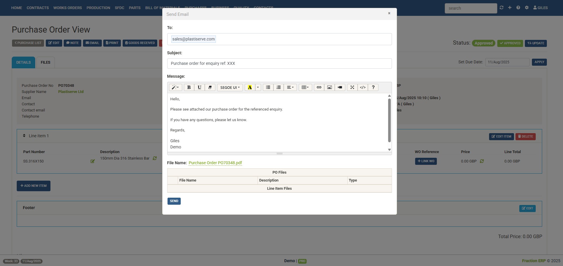 email purchase order