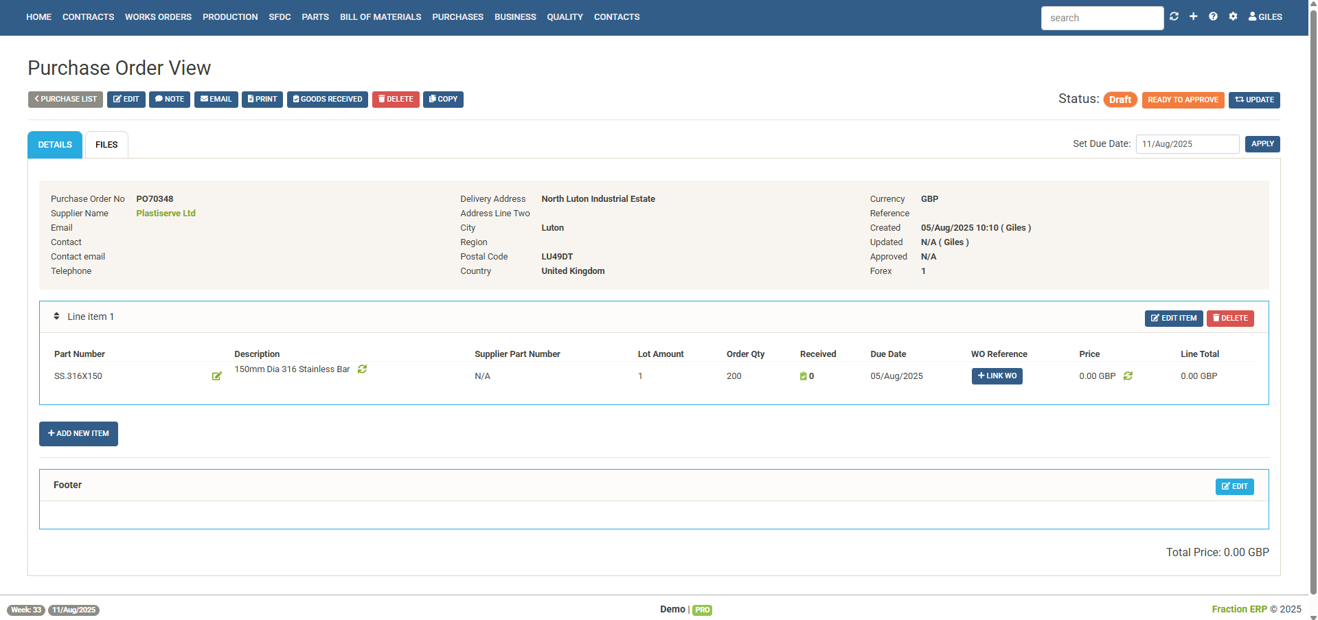 stand alone purchase order