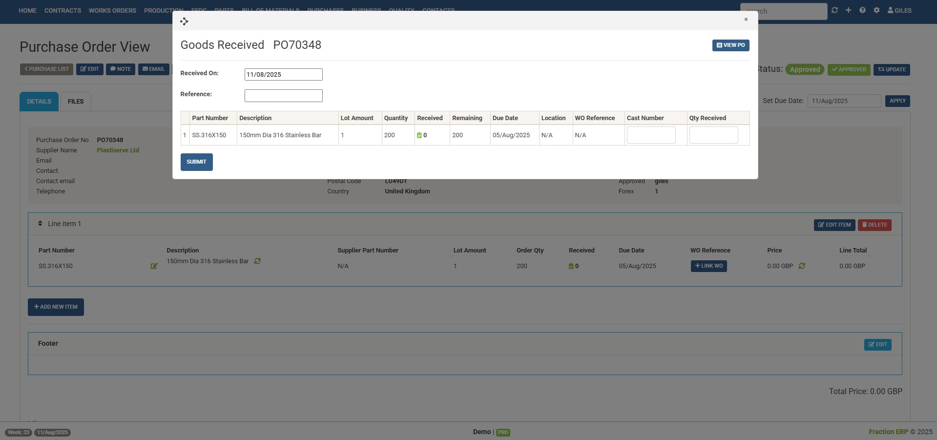 receive purchase order