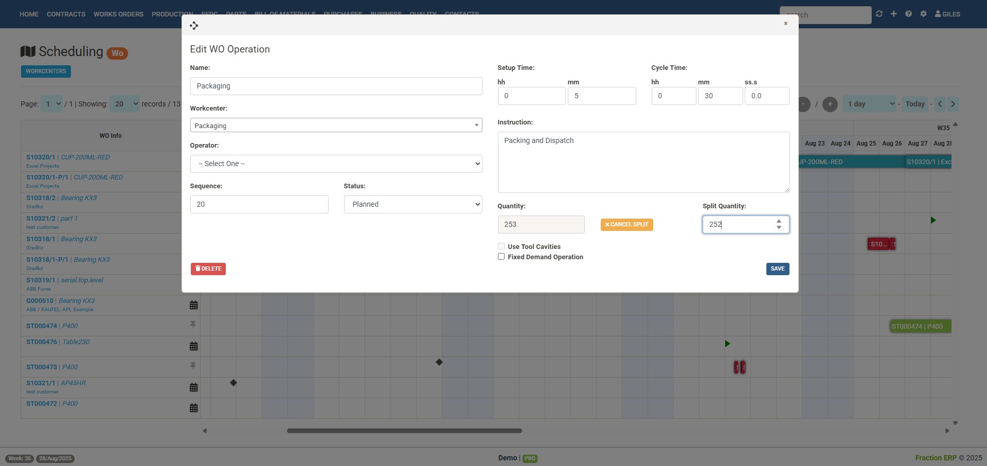 production scheduling operations