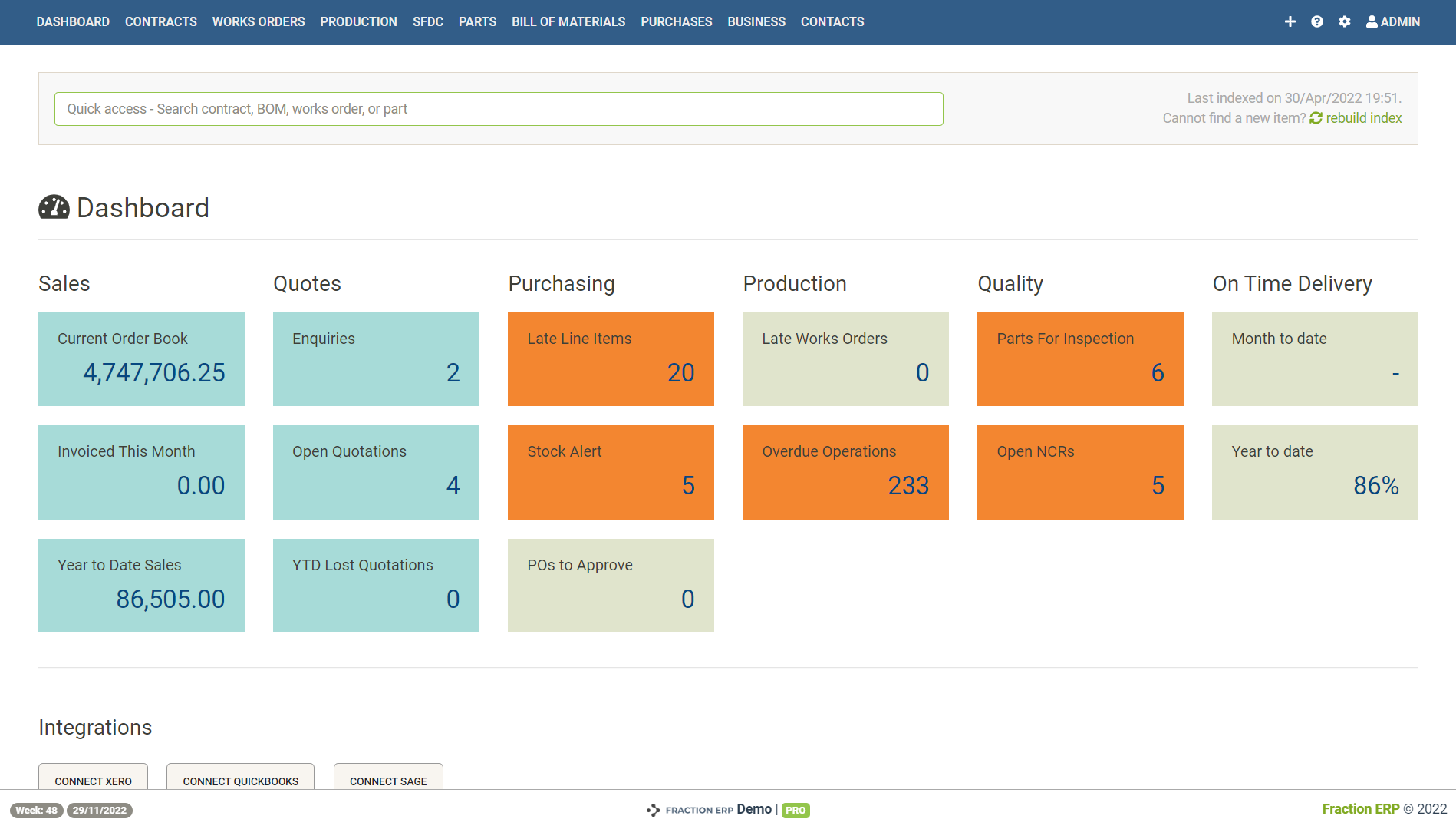 simple erp dashboard