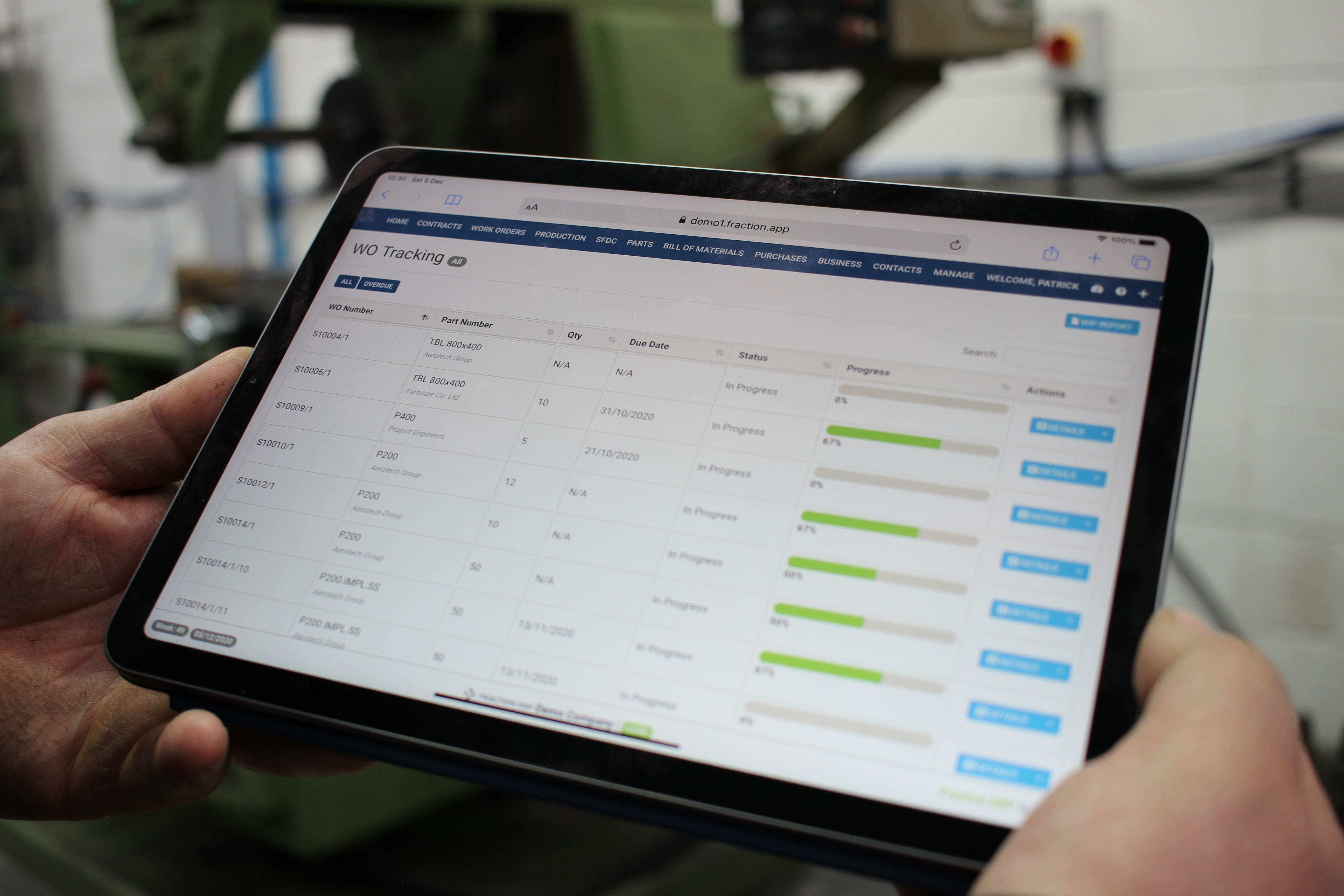 cloud ERP on a tablet
