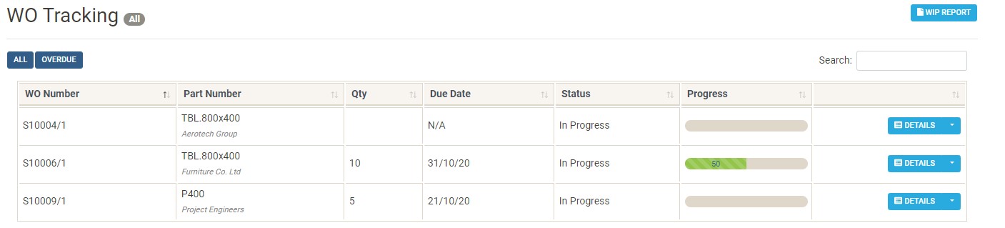 Works order tracking