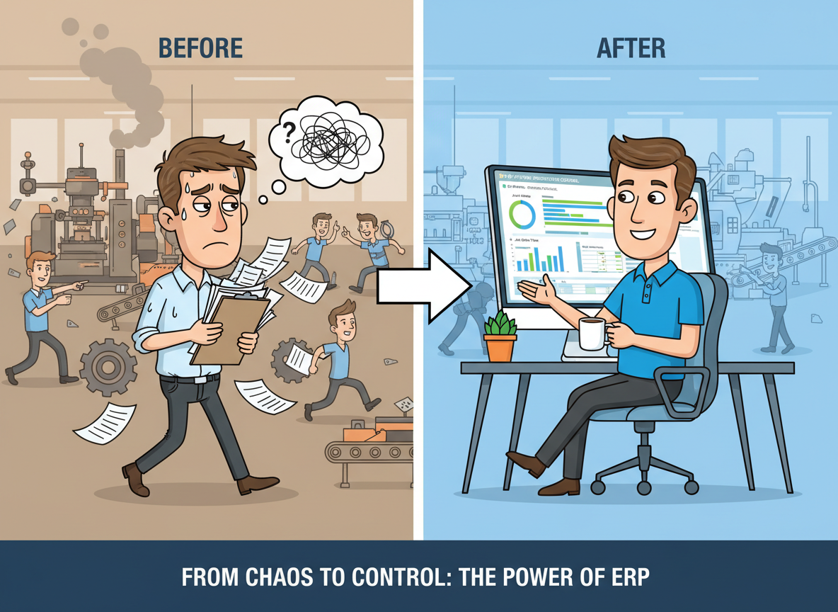 Production manager saving time with Fraction ERP