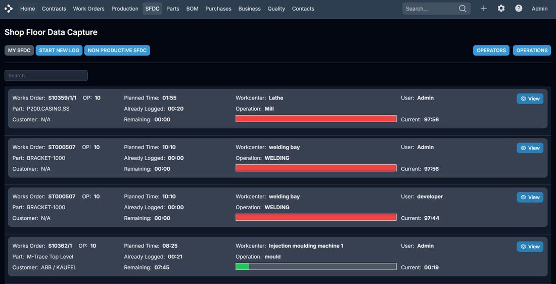 Shop floor data capture for moulding