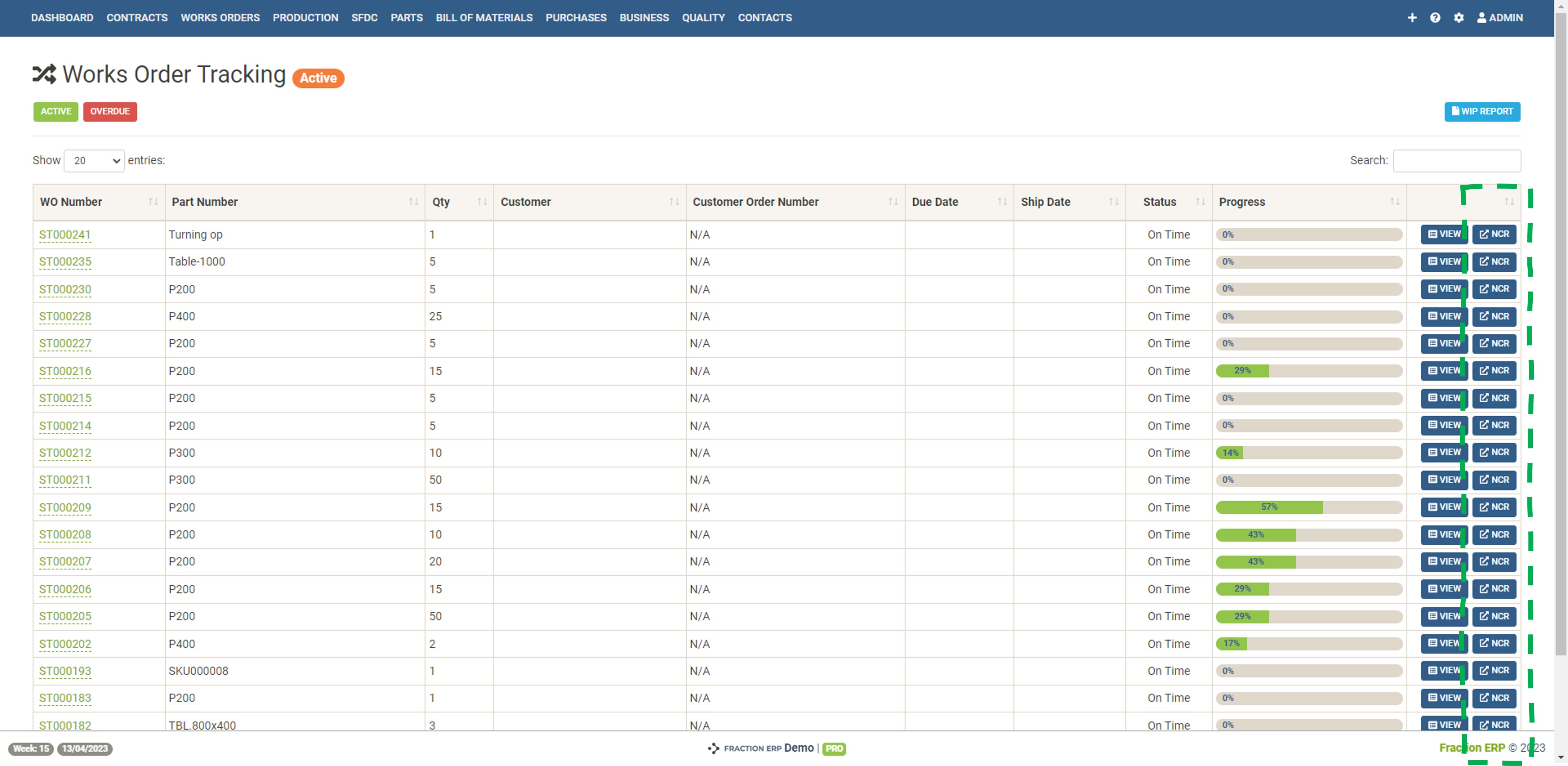 non conformances - raise directly from production tracking